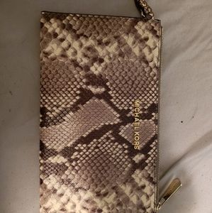 MK snakeskin large wristlet